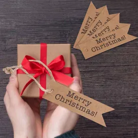 100PCS Kraft Paper Hang Tags Label Xmas Gift  Craft Card String Christmas Tree Creative Decor