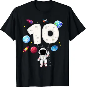 10th Astronaut Birthday Party 10 Years Old Space Costume T-Shirt