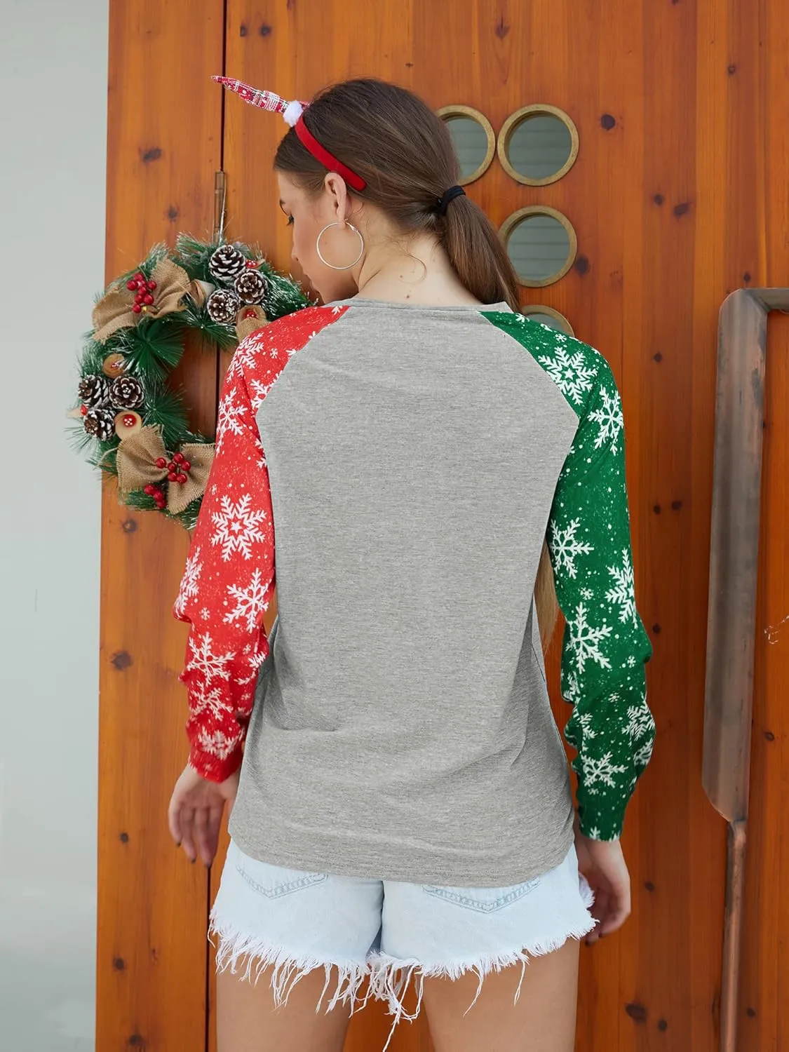 Anbech Womens Christmas Coffee Graphic Tshirt Merry Christmas Long Sleeve Vacation Tops
