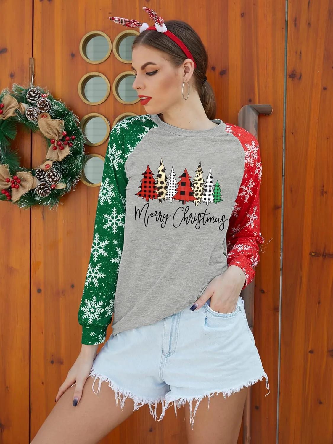 Anbech Womens Christmas Coffee Graphic Tshirt Merry Christmas Long Sleeve Vacation Tops