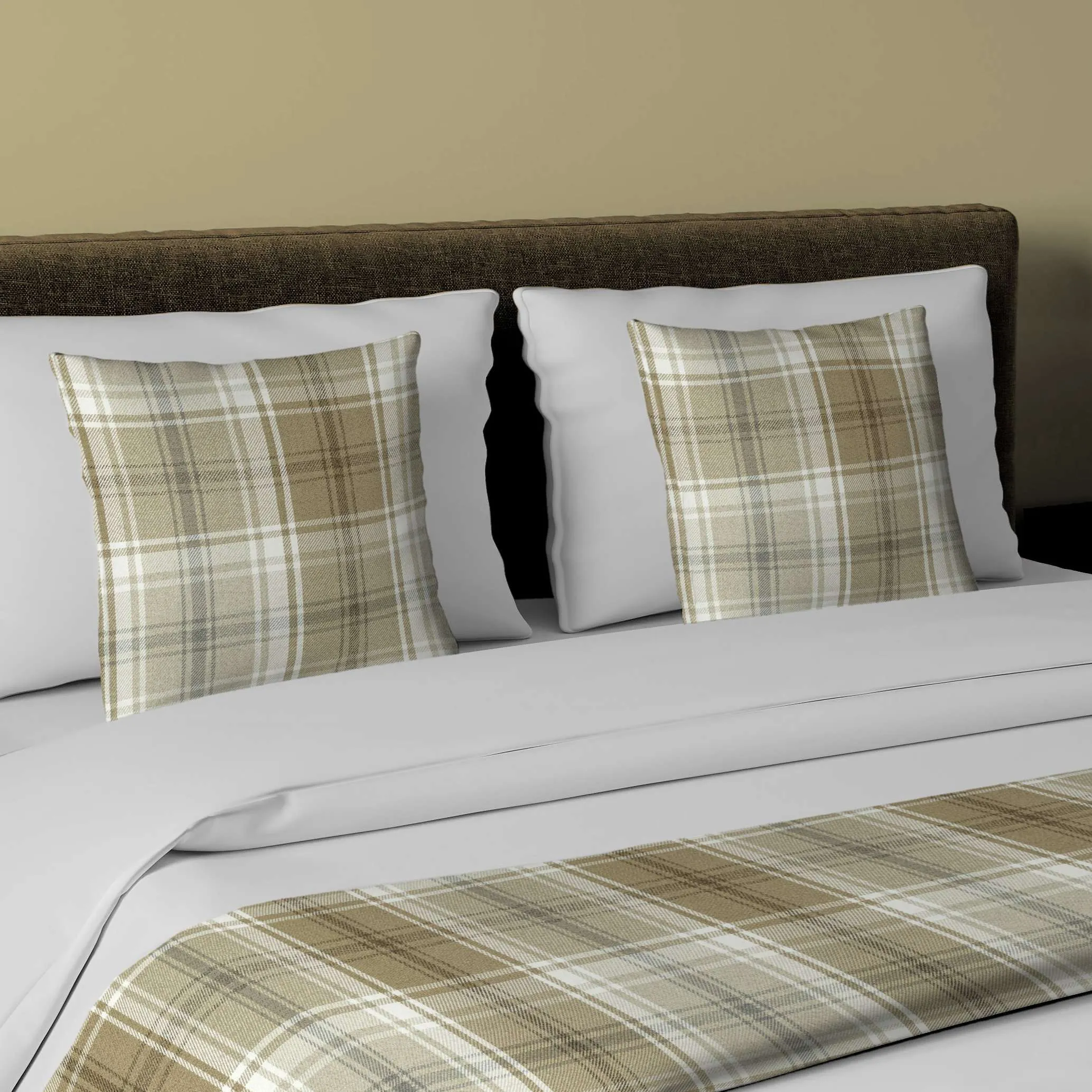 Angus Beige Cream Tartan Bedding Set