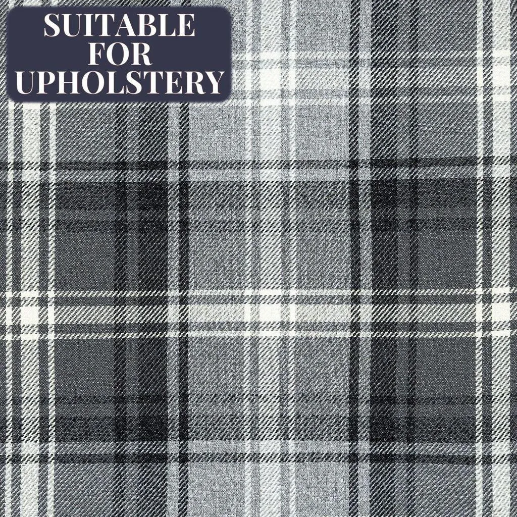 Angus Charcoal Grey Tartan Check Curtain Fabric