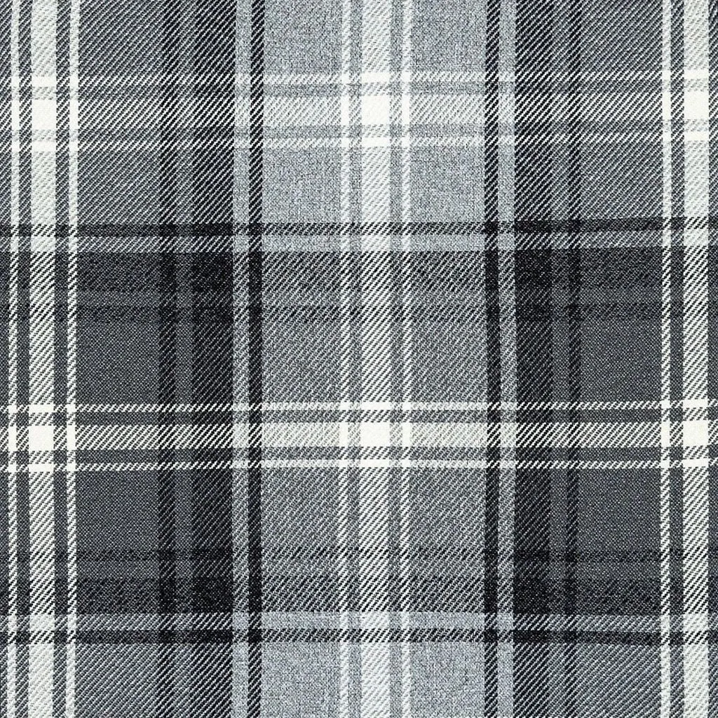 Angus Charcoal Grey Tartan Check Curtain Fabric