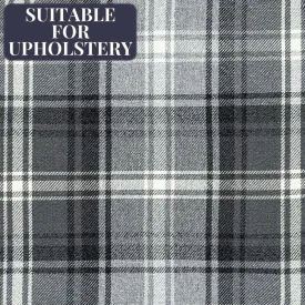 Angus Charcoal Grey Tartan Check Curtain Fabric