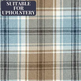 Angus Duck Egg Blue Tartan Check Curtain Fabric