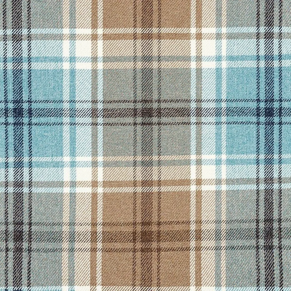 Angus Duck Egg Blue Tartan Check Curtain Fabric