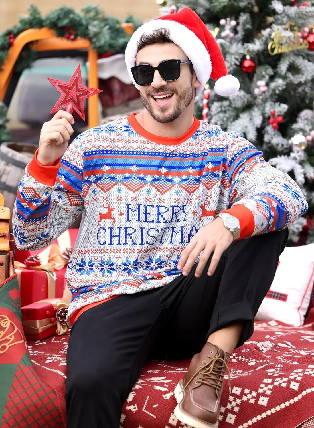 Arvilhill Men's Ugly Christmas Funny Graphic Long Sleeve Unisex Sweatshirt (S-3XL)