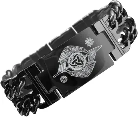 bahamut Mens Viking Odin Gungnir Stainless Steel Cool Cuban Chain Link Bracelet for Men,Norse Cuff Wristband Jewelry