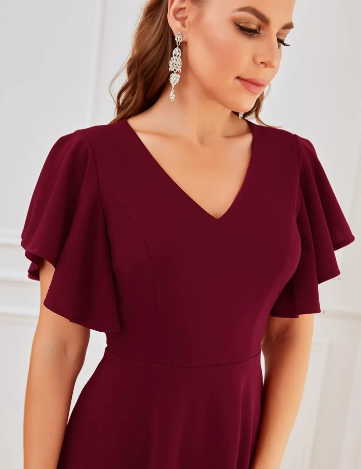 Bridesmay Women's Formal Cocktail Wedding Guest Dress for Women 2025 Short Sleeve Fit and Flare Tea Party Dresses