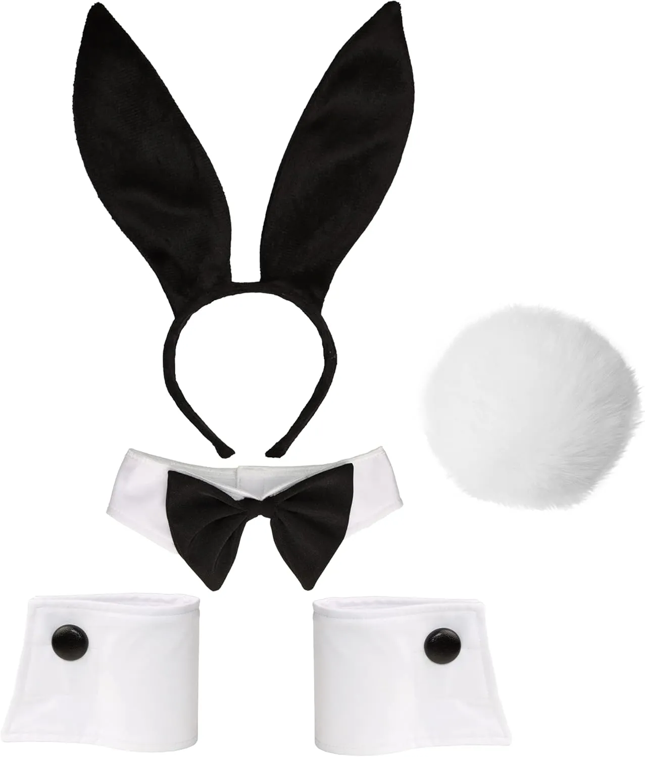 Bunny Costume Set - Rabbit Ears Headband, Bow Tie, Cuff and Tail Accessories Kit