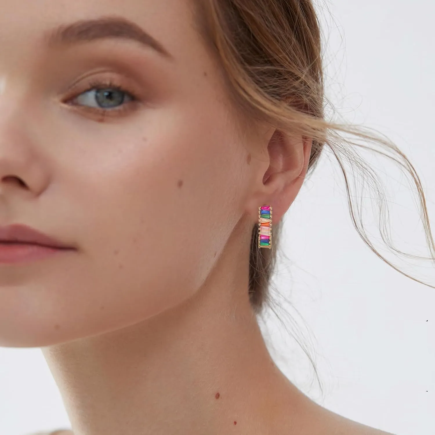 Christmas Gold Earrings for Women,Fashion Christmas Rhinestone Earrings,Holiday Crystal Hoop Earrings Festival Trendy Jewelry