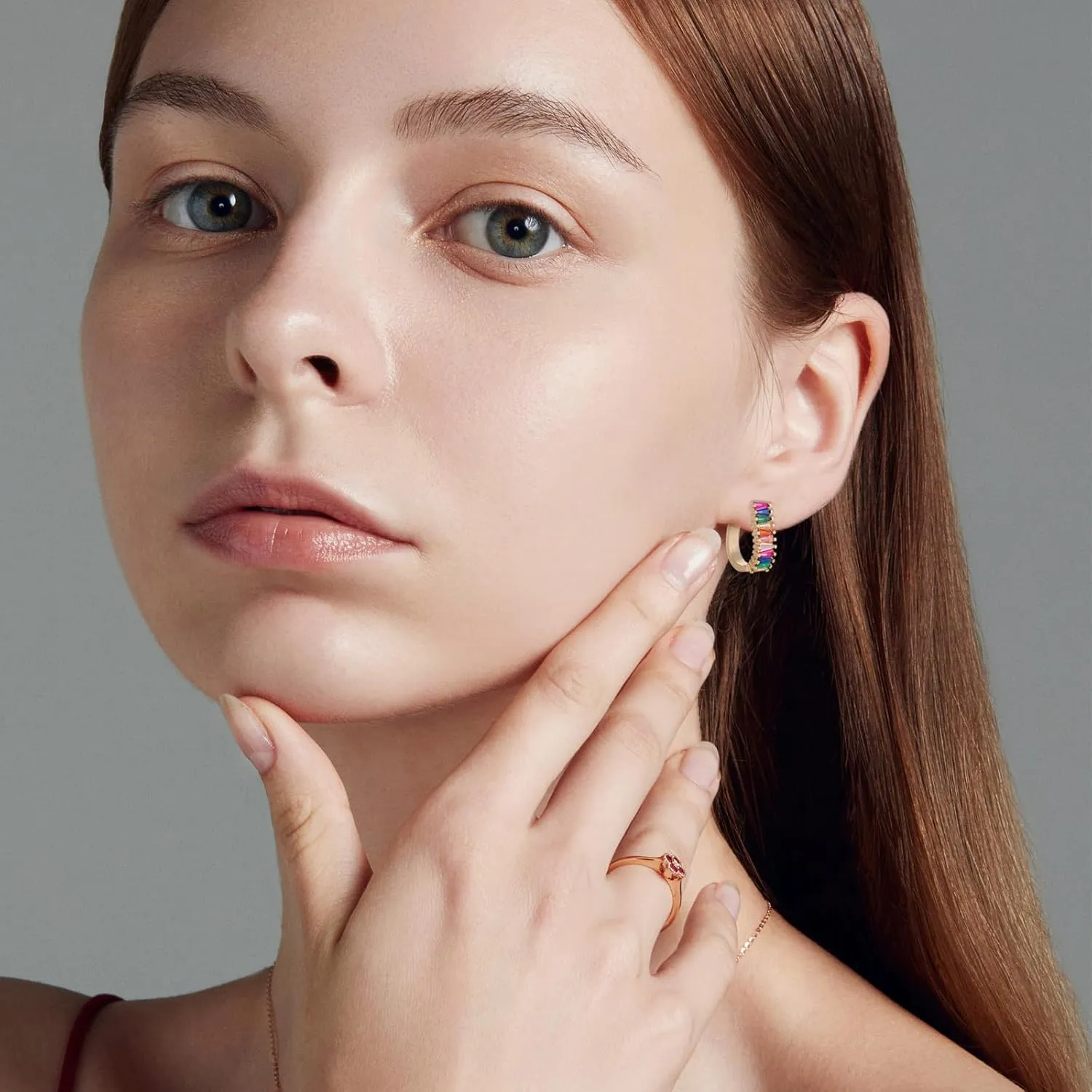 Christmas Gold Earrings for Women,Fashion Christmas Rhinestone Earrings,Holiday Crystal Hoop Earrings Festival Trendy Jewelry