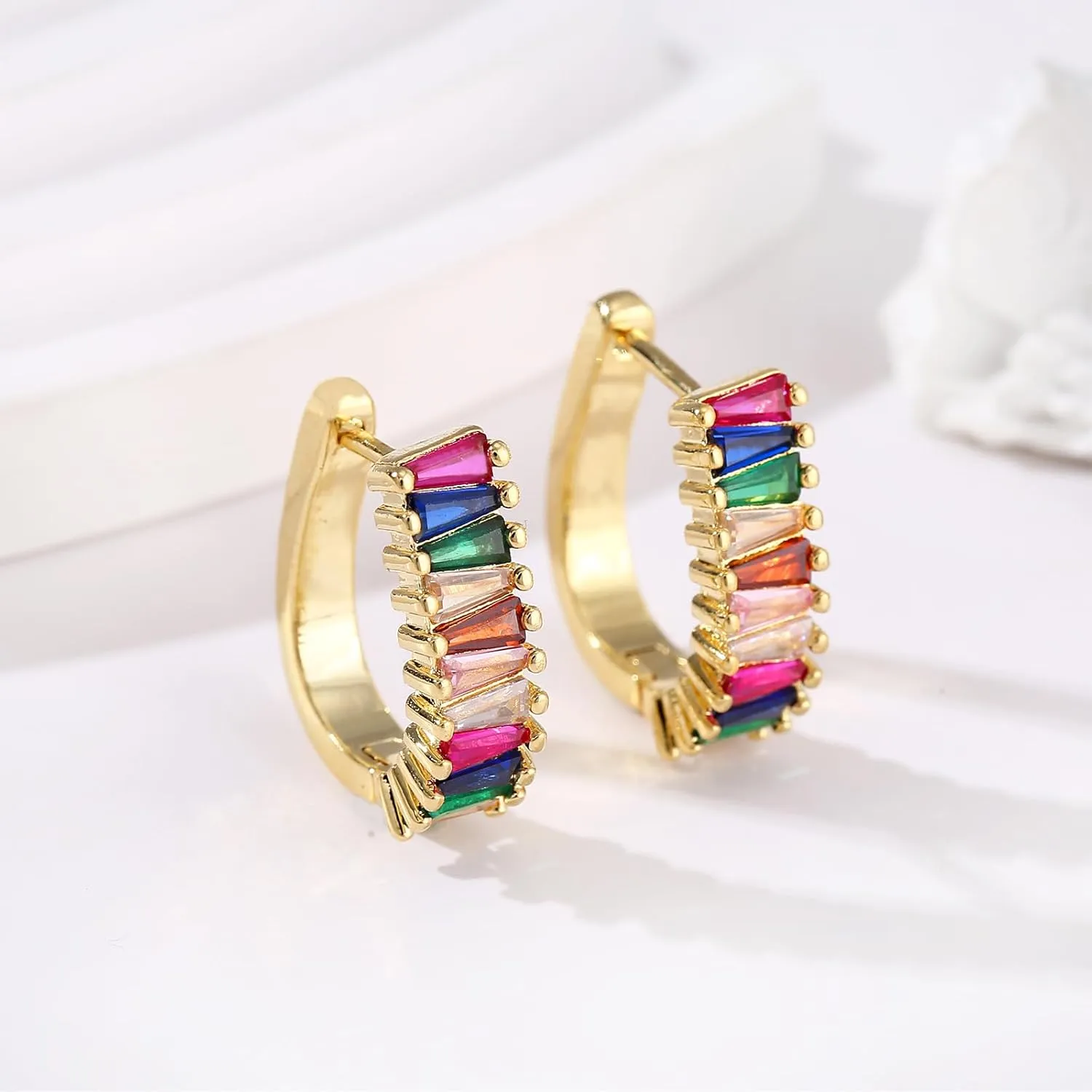 Christmas Gold Earrings for Women,Fashion Christmas Rhinestone Earrings,Holiday Crystal Hoop Earrings Festival Trendy Jewelry