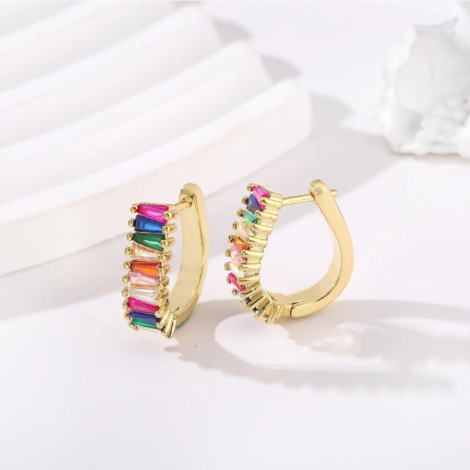 Christmas Gold Earrings for Women,Fashion Christmas Rhinestone Earrings,Holiday Crystal Hoop Earrings Festival Trendy Jewelry