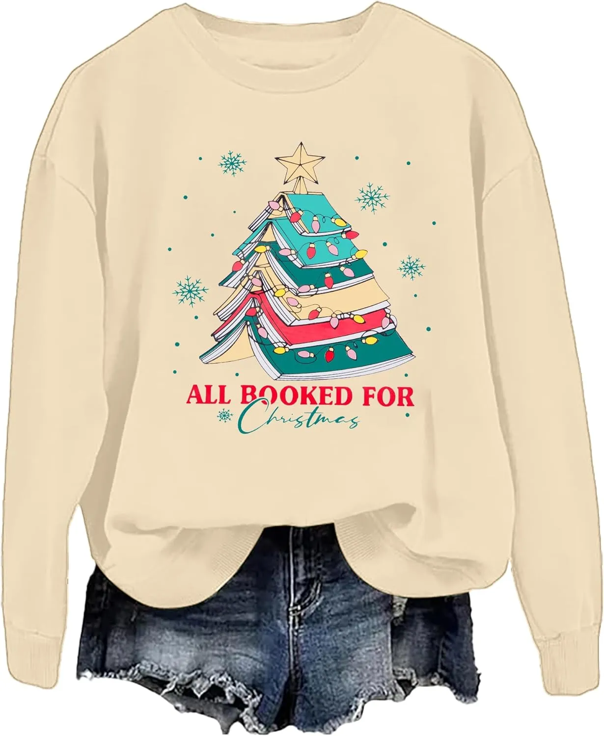 Christmas Sweatshirts for Women Cute Christmas Tree Graphic Long Sleeve Shirt Xmas Holiday Party Pullover Blouse