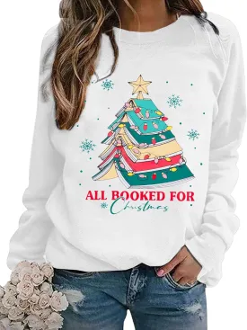 Christmas Sweatshirts for Women Cute Christmas Tree Graphic Long Sleeve Shirt Xmas Holiday Party Pullover Blouse