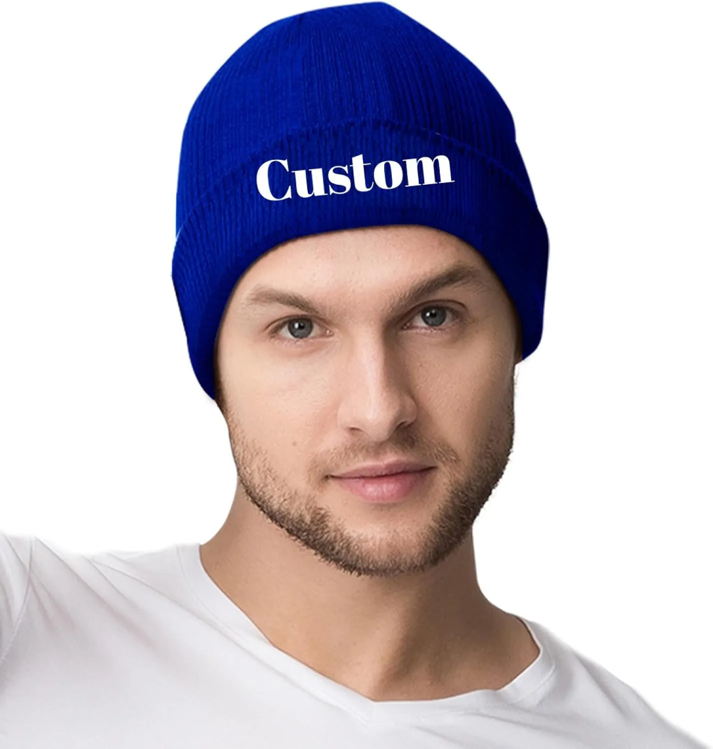 Custom Beanie Hat Personalized Winter Knitted Hat Add Design Your Own Text/Logo/Image Beanie