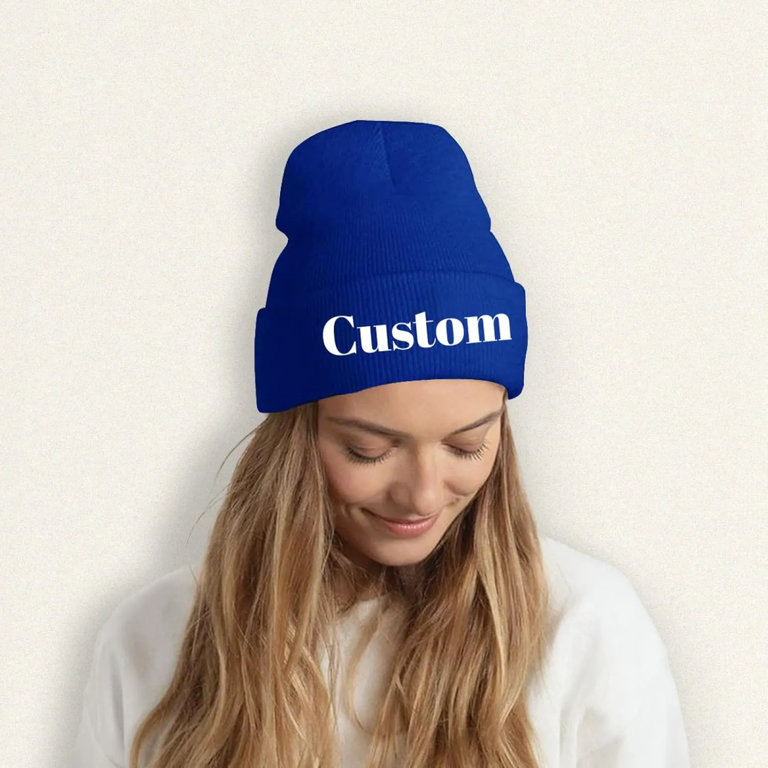Custom Beanie Hat Personalized Winter Knitted Hat Add Design Your Own Text/Logo/Image Beanie