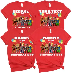 Custom Birthday Matching Shirts, Personalized Family Birthday T-Shirt, Robux Characters Video Games Birthday Customize Shirt