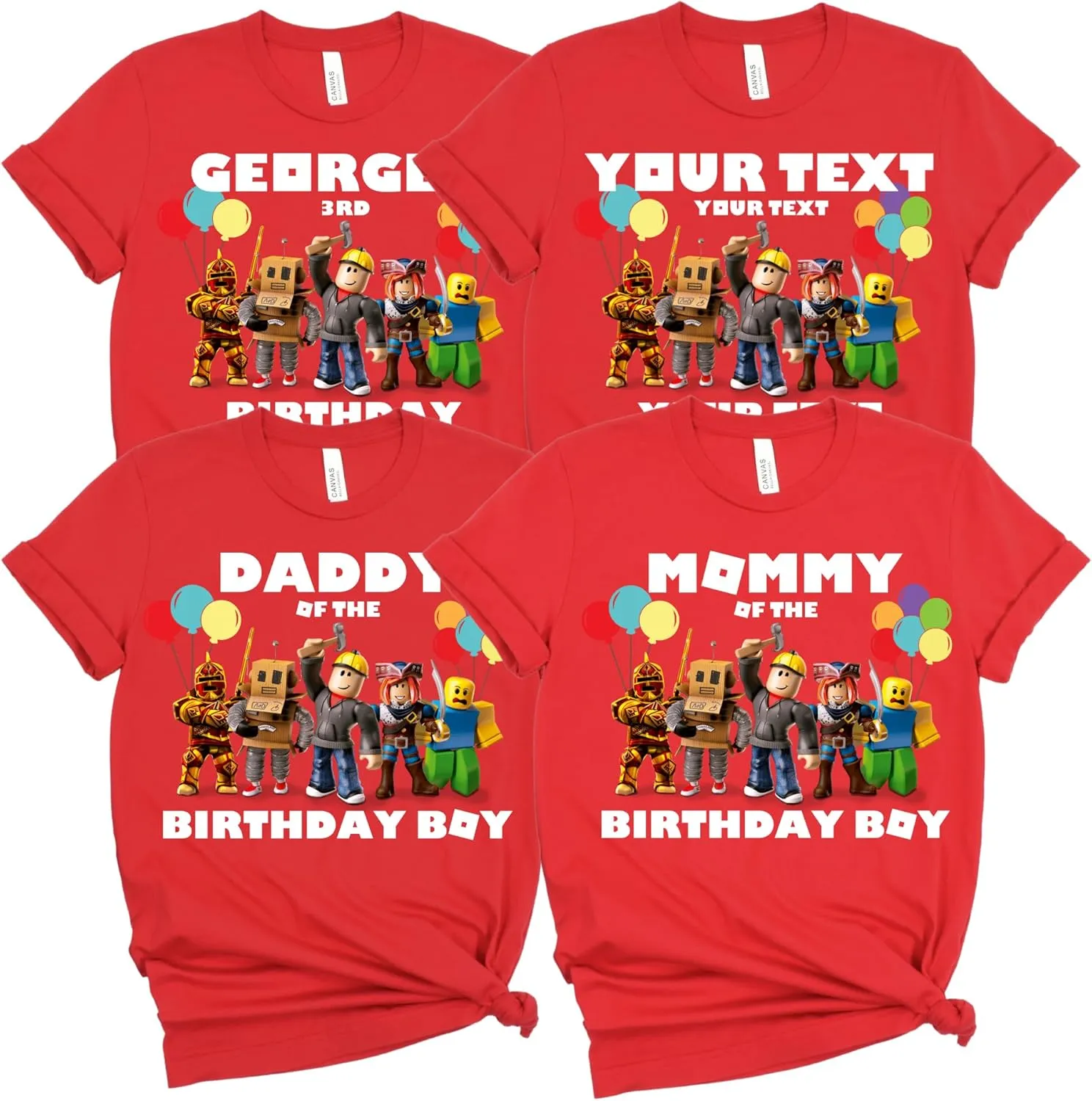 Custom Birthday Matching Shirts, Personalized Family Birthday T-Shirt, Robux Characters Video Games Birthday Customize Shirt