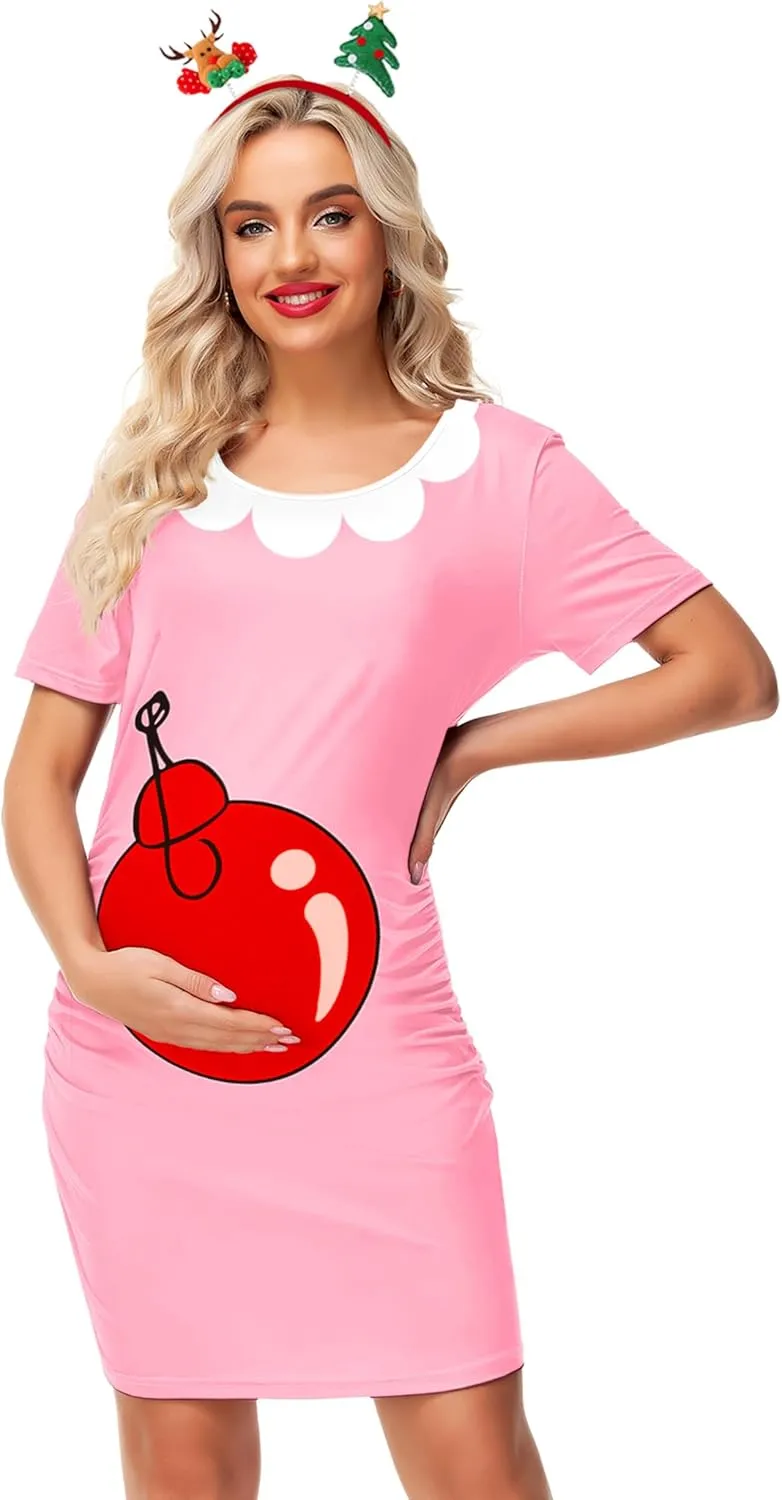 Deerose Womens Christmas Maternity Costume Pregnant Dress Xmas Party Outfit