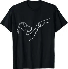 Dog And People Punch Hand Dog Man Friendship Bump Dog's Paw T-Shirt