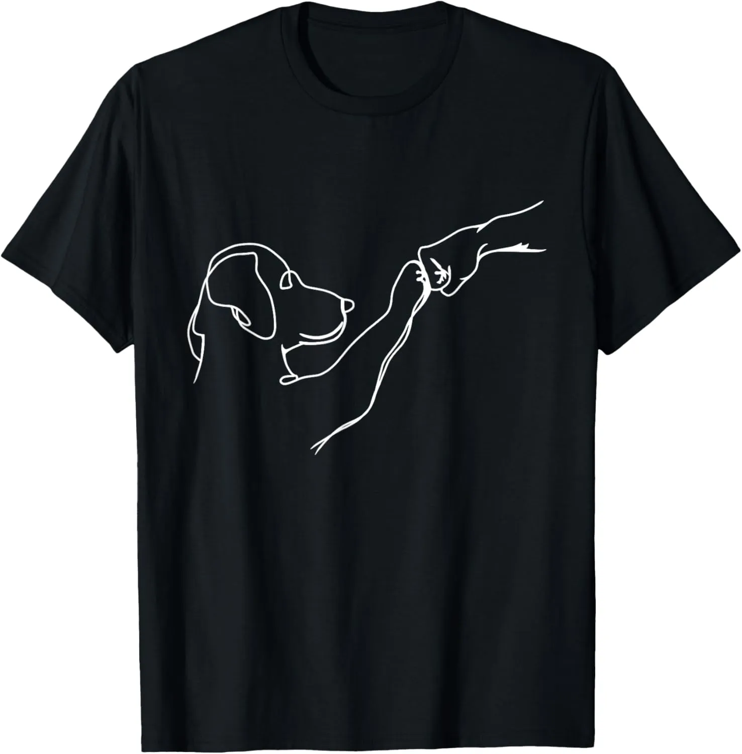 Dog And People Punch Hand Dog Man Friendship Bump Dog's Paw T-Shirt
