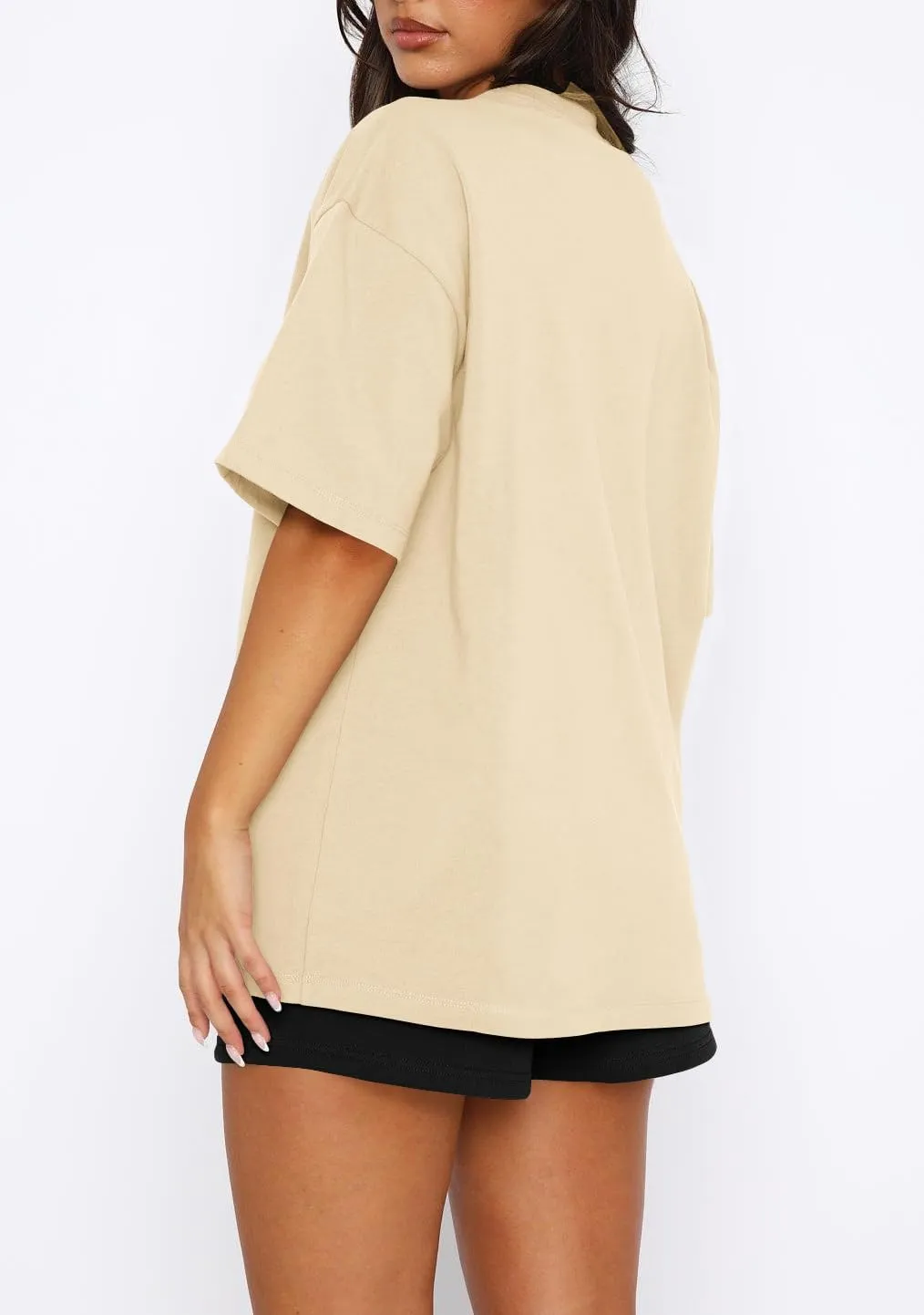 Dressmine Womens USA Oversized T-Shirts Summer Round Neck Short Sleeve Shirts Cute Print Graphic Tees