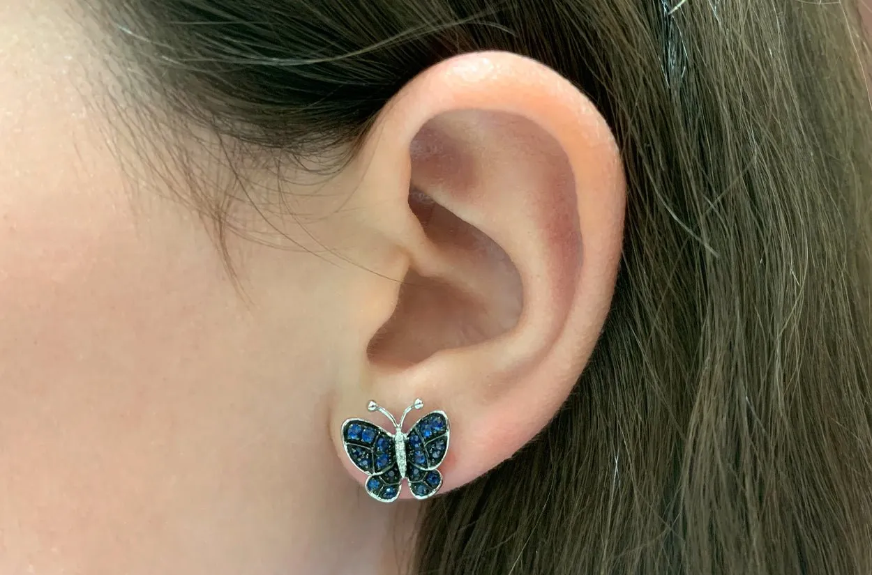 Earrings Butterfly Blue Sapphire in 18kt Gold