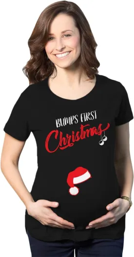 Funny Maternity Christmas Shirts for The Holidays Cute Tees to Celebrate Bumps First Christmas