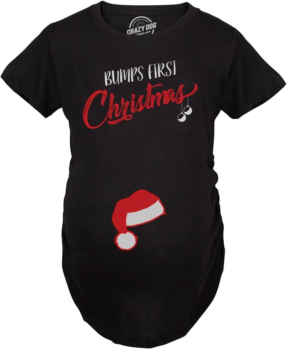 Funny Maternity Christmas Shirts for The Holidays Cute Tees to Celebrate Bumps First Christmas