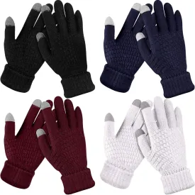 Geyoga 4 Pairs Women's Winter Touch Screen Gloves Soft Warm Fleece Lined Knit Elastic Cuff Texting Gloves