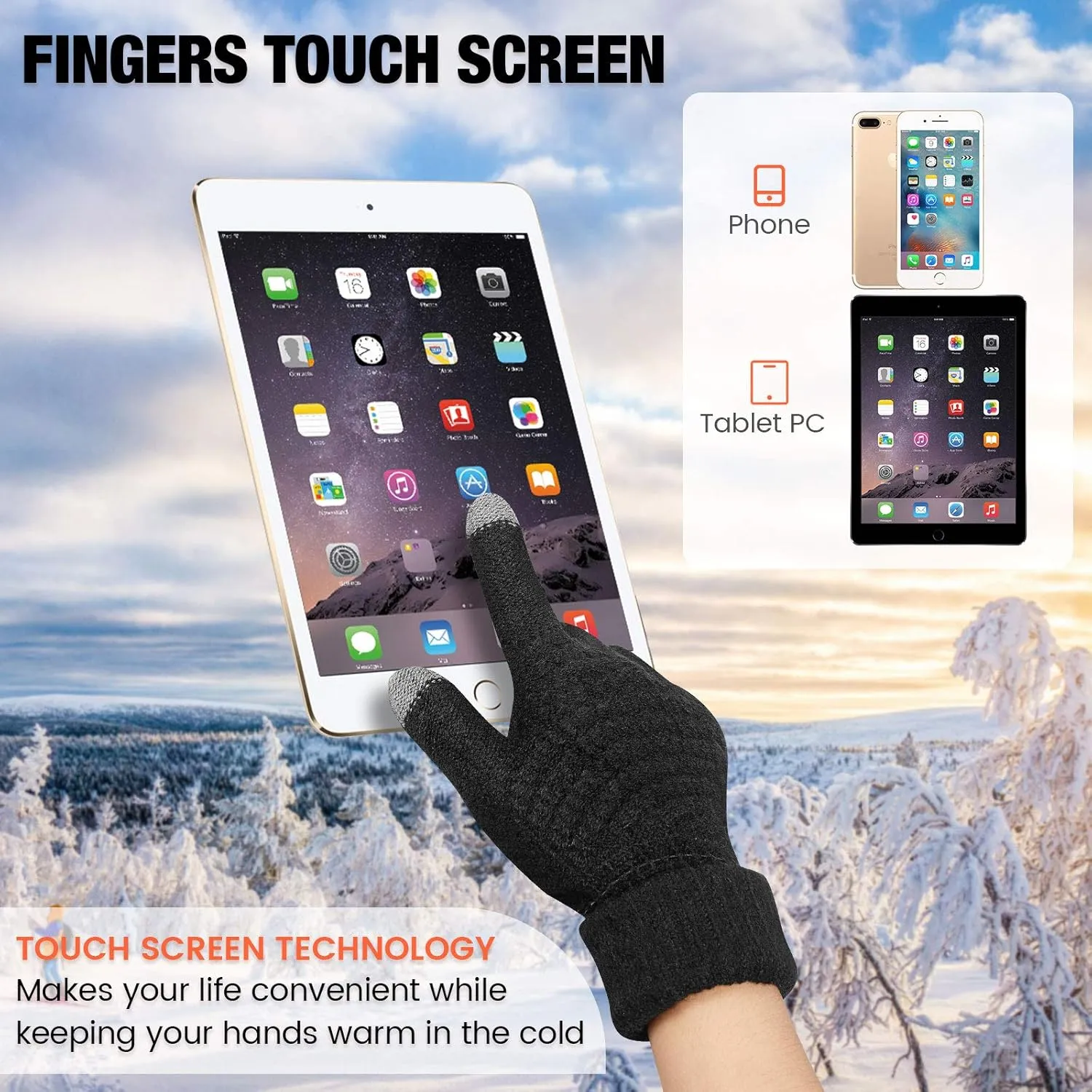 Geyoga 4 Pairs Women's Winter Touch Screen Gloves Soft Warm Fleece Lined Knit Elastic Cuff Texting Gloves