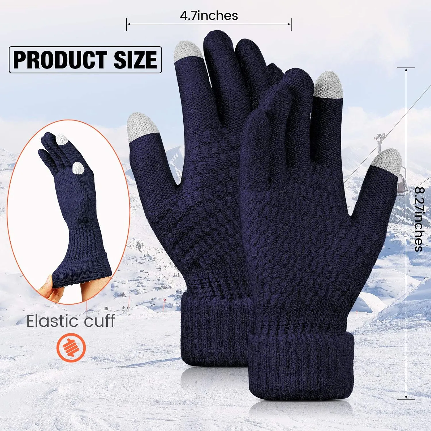 Geyoga 4 Pairs Women's Winter Touch Screen Gloves Soft Warm Fleece Lined Knit Elastic Cuff Texting Gloves