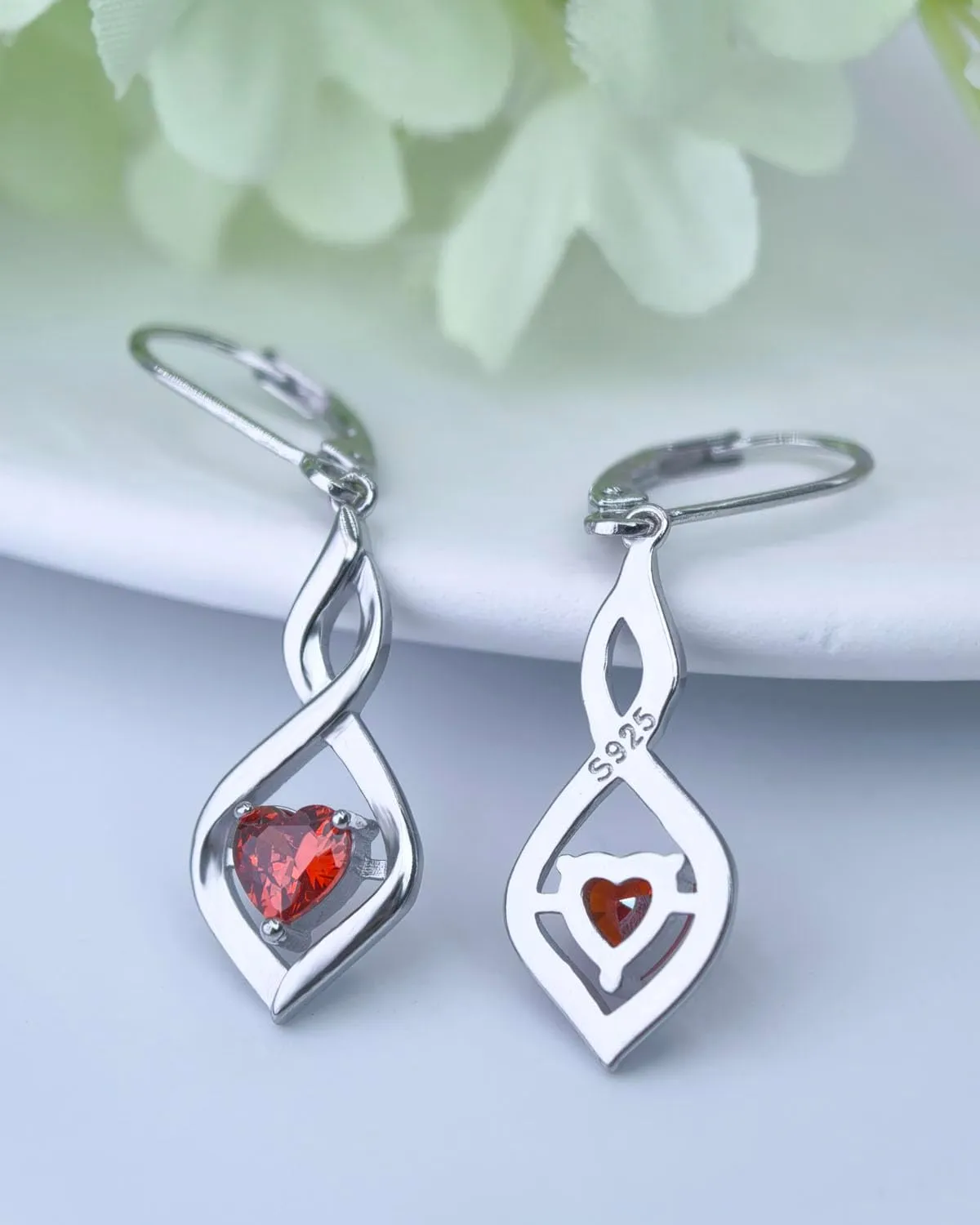 Infinity Birthstone Dangle Leverback Earrings 925 Sterling Silver Birthday Mothers Day Anniversary Christmas Earrings Jewelry for Women
