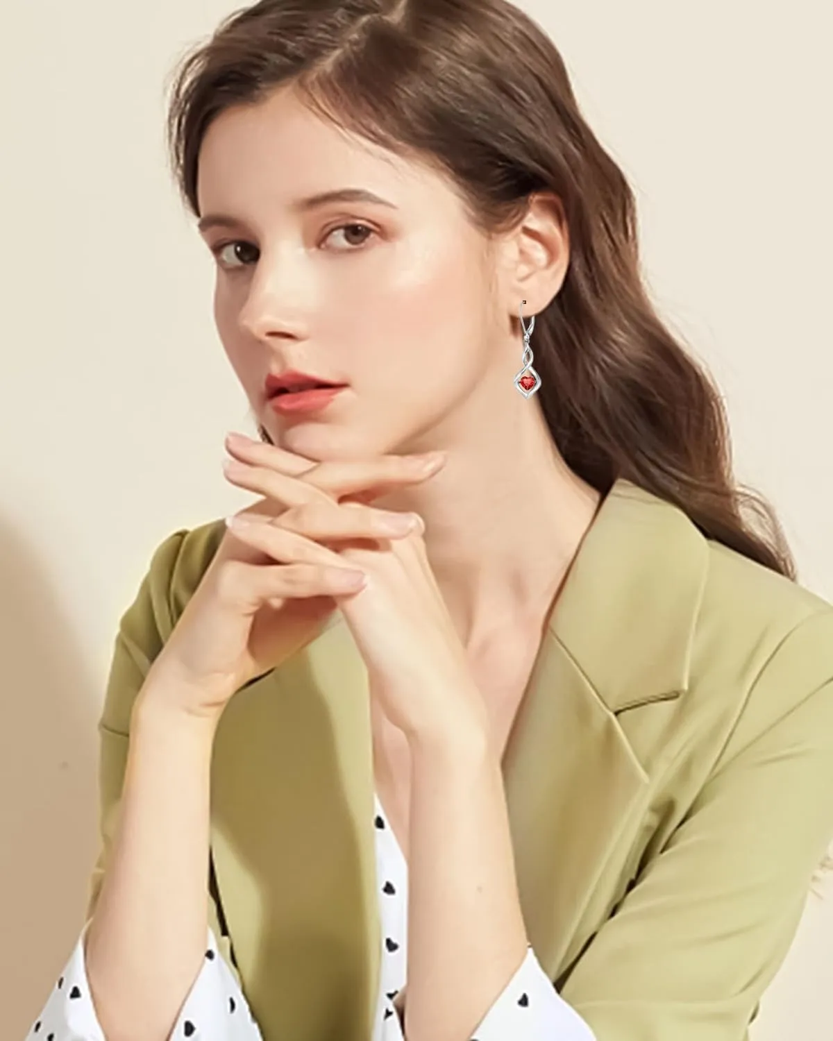 Infinity Birthstone Dangle Leverback Earrings 925 Sterling Silver Birthday Mothers Day Anniversary Christmas Earrings Jewelry for Women