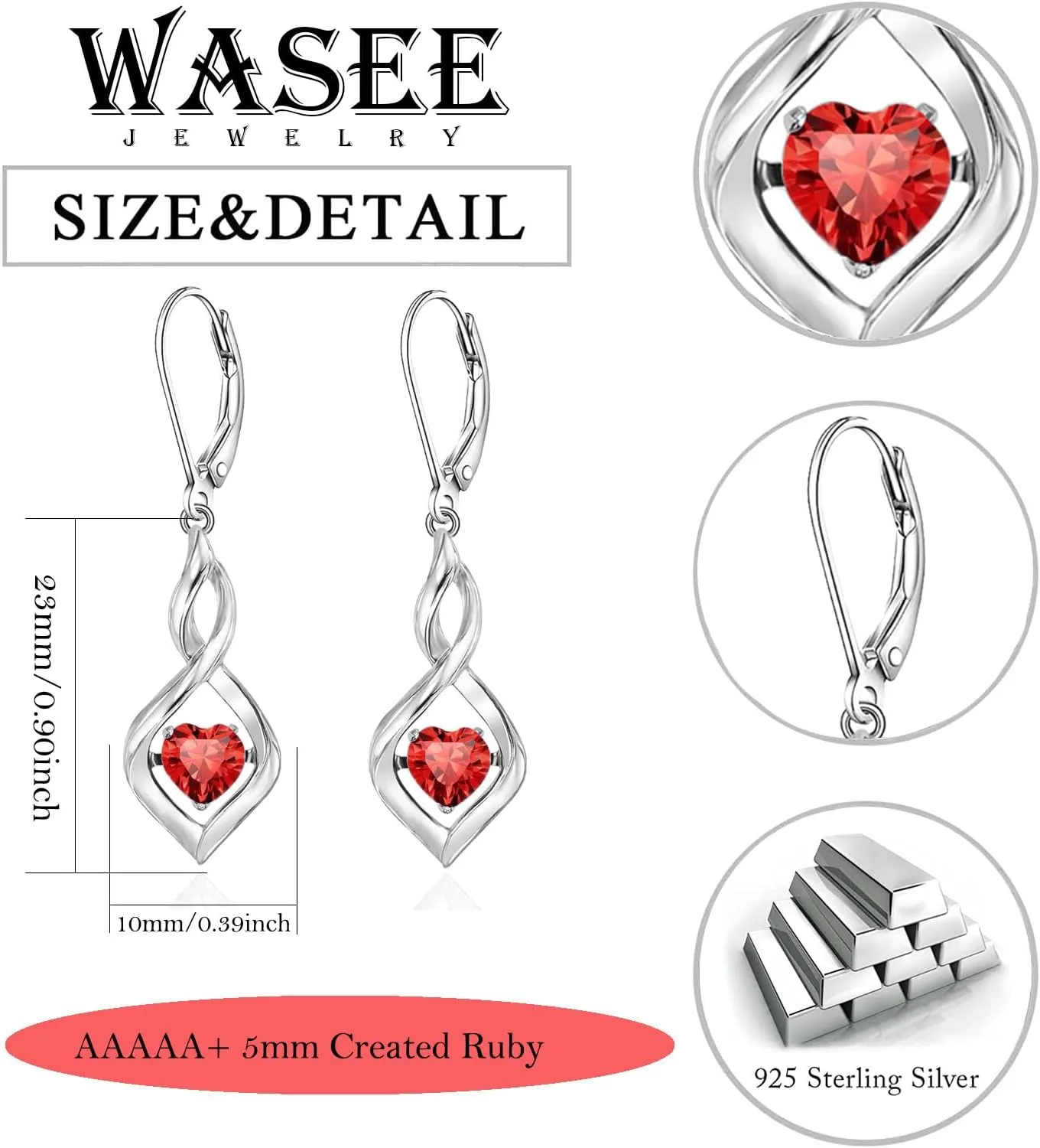 Infinity Birthstone Dangle Leverback Earrings 925 Sterling Silver Birthday Mothers Day Anniversary Christmas Earrings Jewelry for Women