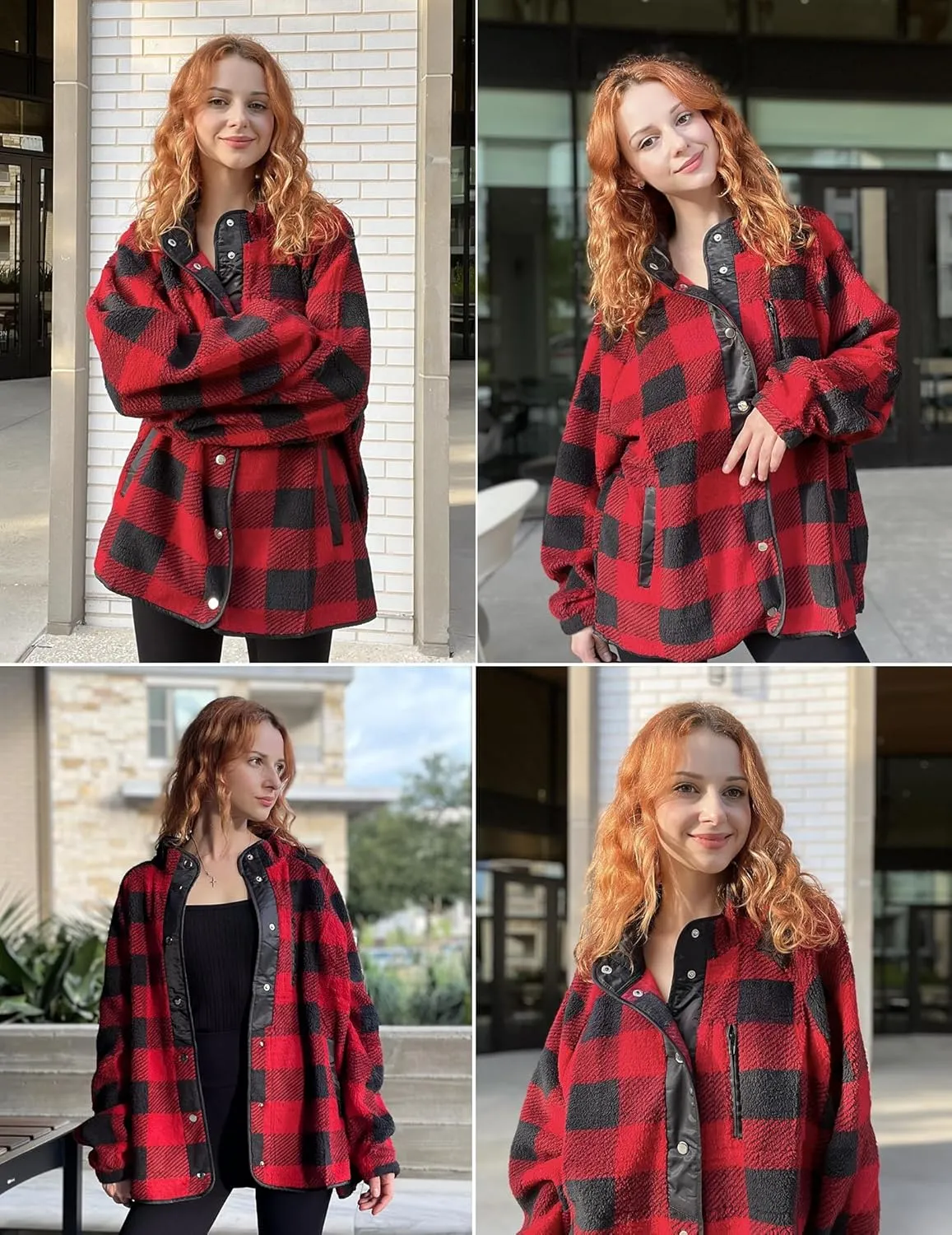IN'VOLAND Plus Size Womens Fleece Jacket Western Aztec Print Long Sleeve Snap Button Down Shacket with Pockets