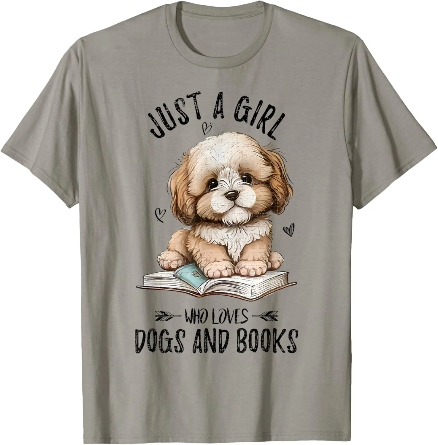 Just A Girl Who Loves Dogs And Books, Puppy Pet Art Lover T-Shirt