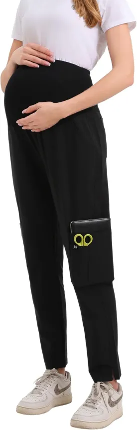 Maternity Scrub Jogger Pants for Women Pregnant Doctor Uniform Pant Nurse Scrub w/ 6 Pockets