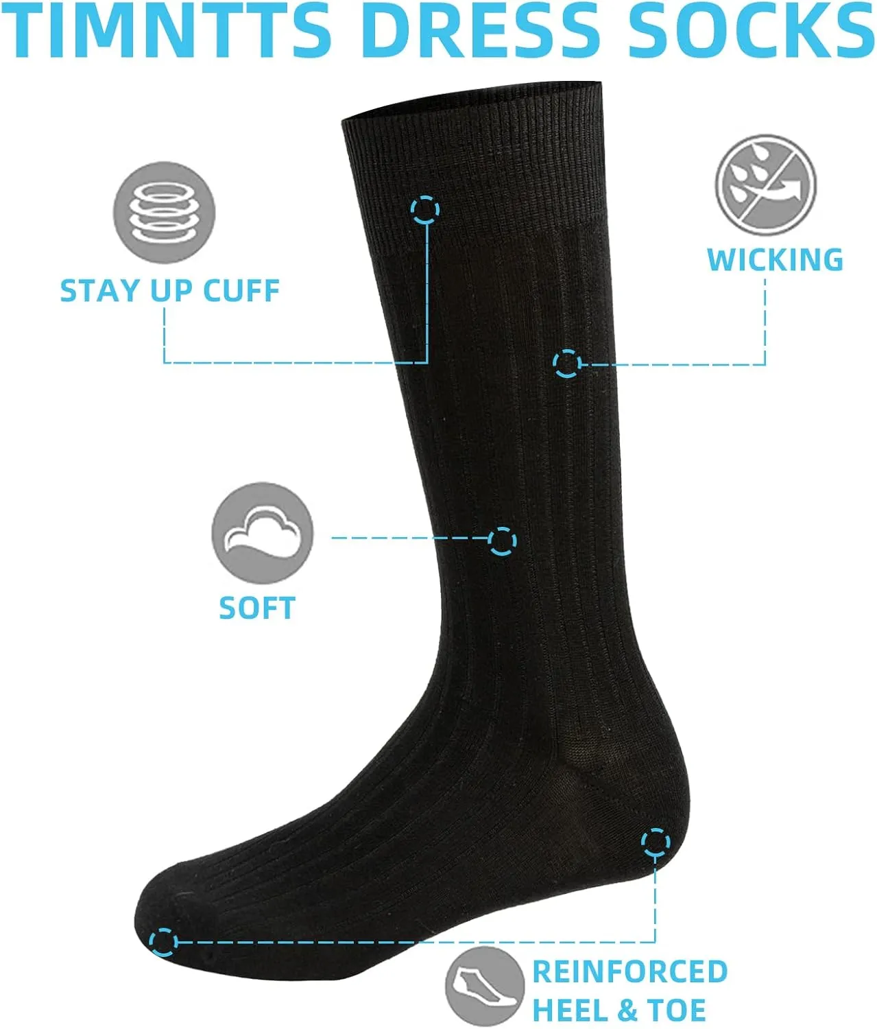 Men's Boy's Seamless Dress Socks-Comfort Lightweight Business Cotton Crew Sock 3 Pack