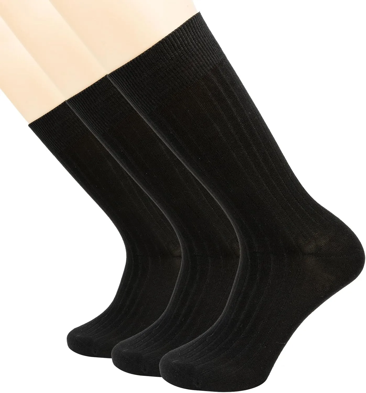 Men's Boy's Seamless Dress Socks-Comfort Lightweight Business Cotton Crew Sock 3 Pack