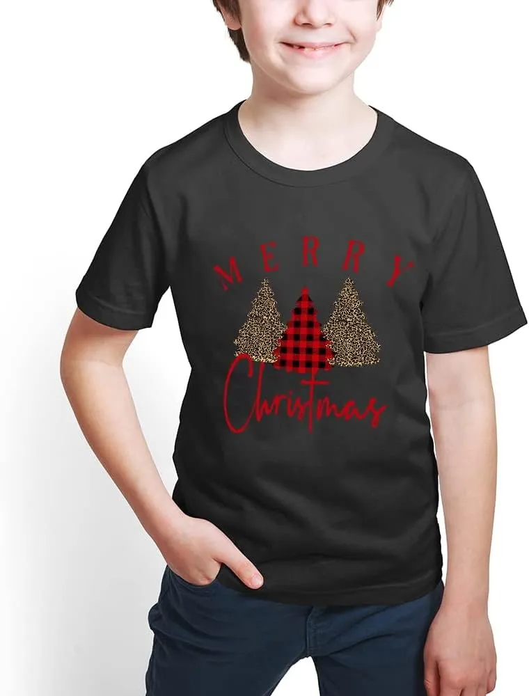 Merry and Bright Shirt Christmas T-Shirts for Family Couple Outfit Tee Christmas Top Parent-Child Short Sleeves