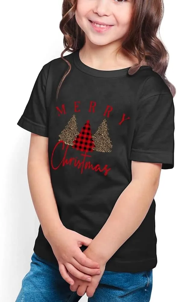 Merry and Bright Shirt Christmas T-Shirts for Family Couple Outfit Tee Christmas Top Parent-Child Short Sleeves