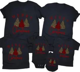 Merry and Bright Shirt Christmas T-Shirts for Family Couple Outfit Tee Christmas Top Parent-Child Short Sleeves