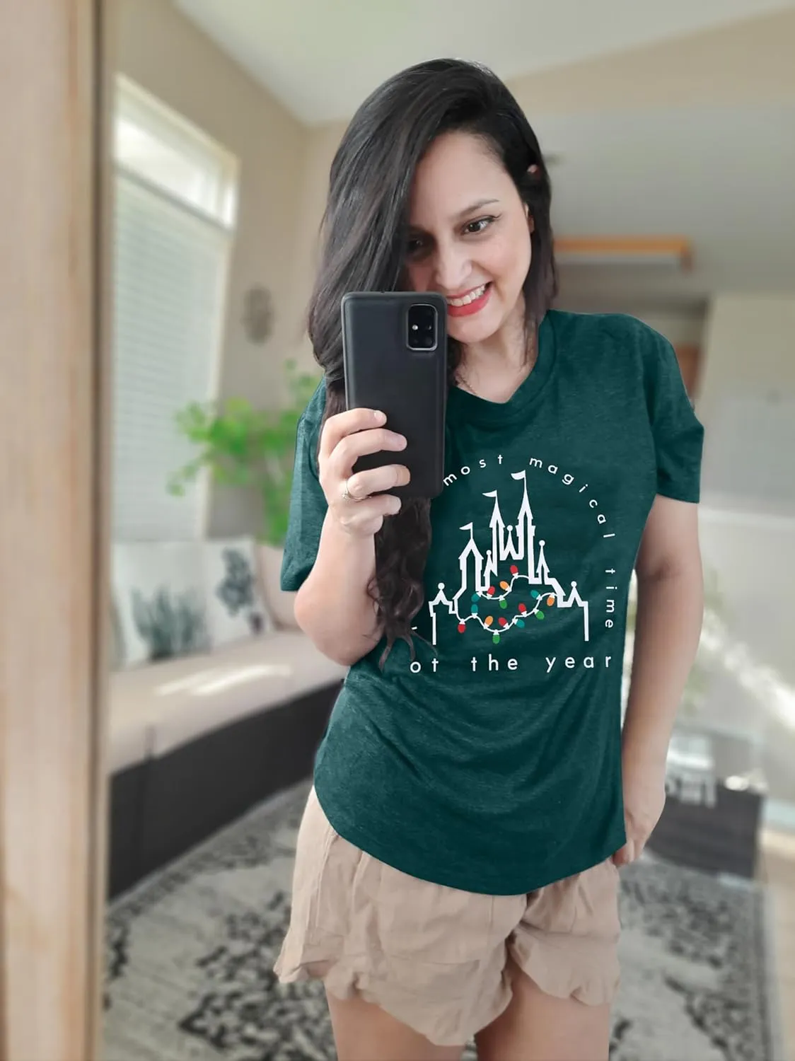 Merry Christmas Shirt Women Magical Christmas T-Shirt Christmas Lights tee Family Holiday Vacation Tops