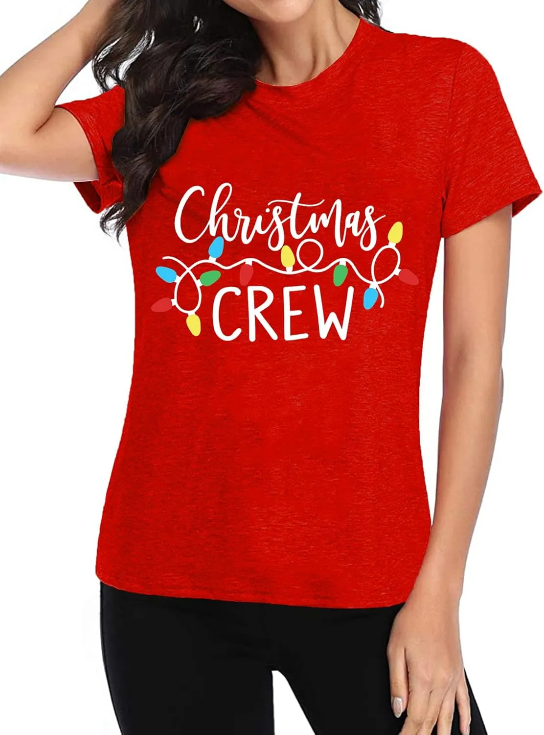 Merry Christmas Shirts Women Funny Xmas Tree Graphic T-Shirt Holiday Tshirts Casual Short Sleeve Tee Tops