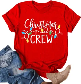 Merry Christmas Shirts Women Funny Xmas Tree Graphic T-Shirt Holiday Tshirts Casual Short Sleeve Tee Tops