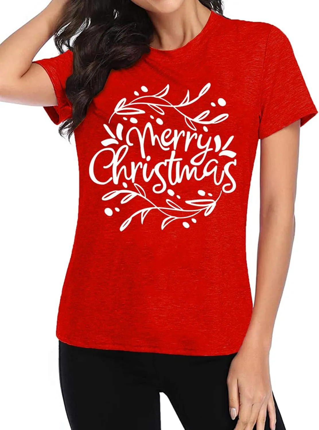 Merry Christmas Shirts Women Funny Xmas Tree Graphic T-Shirt Holiday Tshirts Casual Short Sleeve Tee Tops