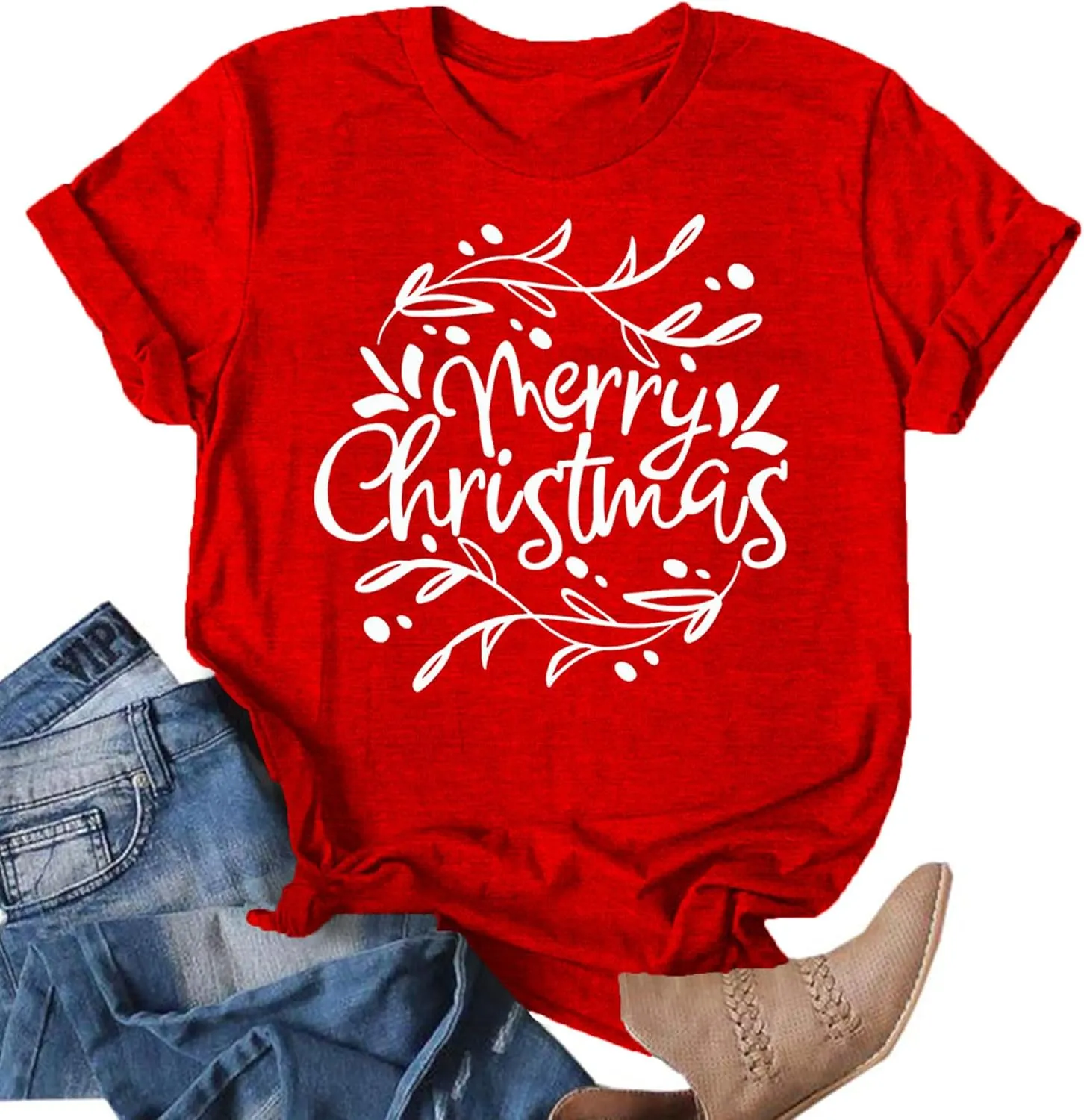Merry Christmas Shirts Women Funny Xmas Tree Graphic T-Shirt Holiday Tshirts Casual Short Sleeve Tee Tops